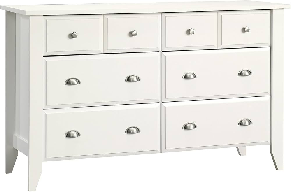 Sauder Shoal Creek Dresser, L: 54.65" x W: 18.43" x H: 33.03", Soft White finish | Amazon (US)
