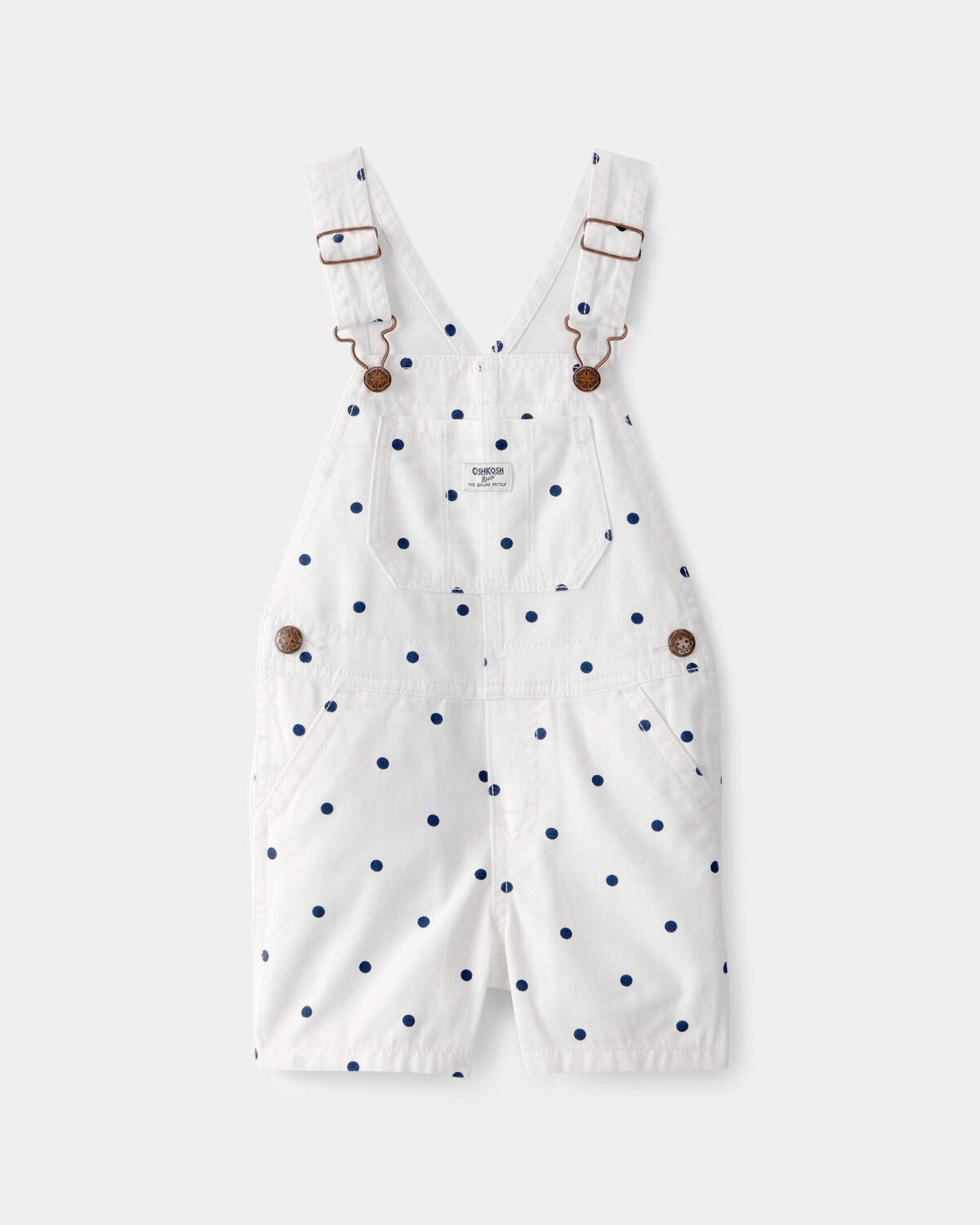 Toddler Girl Polka Dot Shortall - White/Blue | Carter's Inc