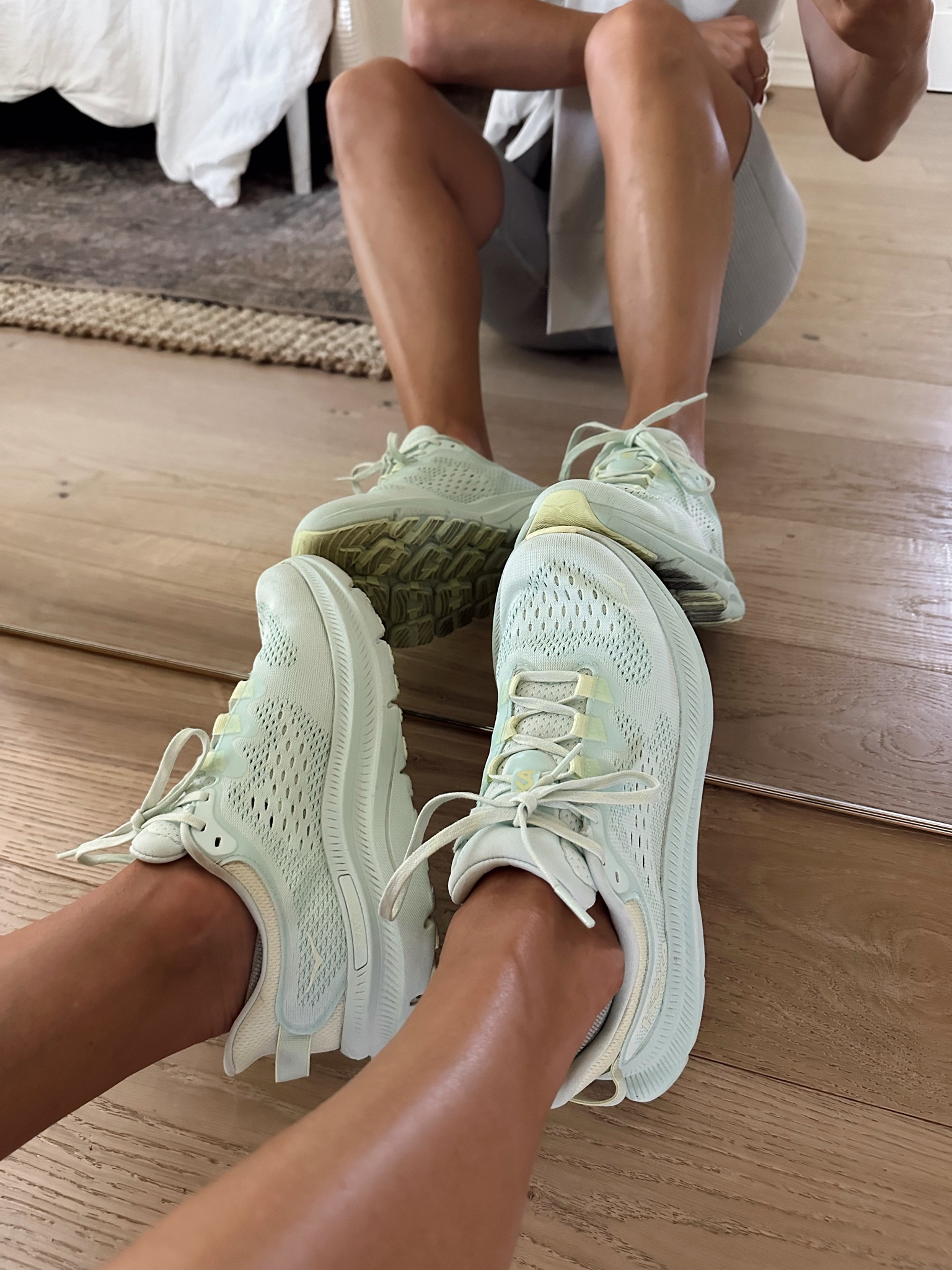 Morning walk in these new sneakers- very comfortable and cushioned. Love this sea-foam green color 
I’m a true 6.5 in athletic sneakers and found my true size to fit perfectly. 

#LTKOver40 #LTKActive