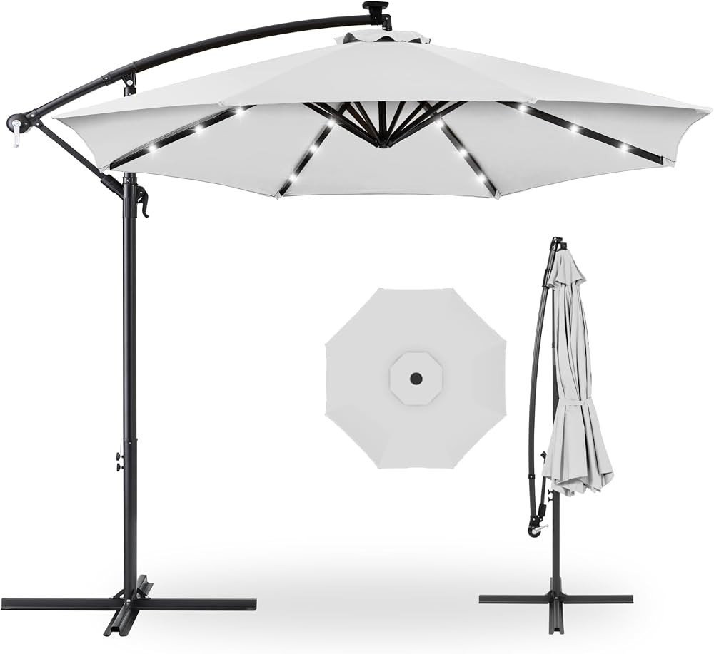Best Choice Products 10ft Solar LED Offset Hanging Market Patio Umbrella for Backyard, Poolside, ... | Amazon (US)