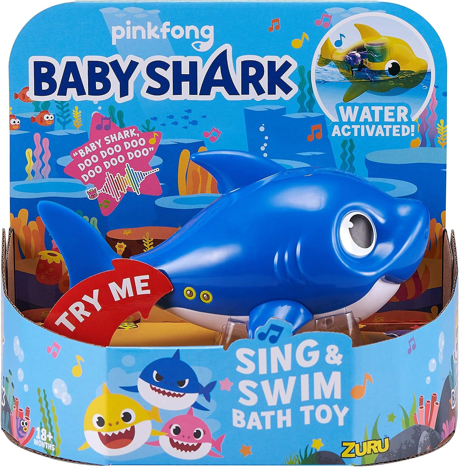 Robo Alive Junior Baby Shark Battery-Powered Sing and Swim Bath Toy by ZURU - Daddy Shark (Blue) ... | Amazon (US)