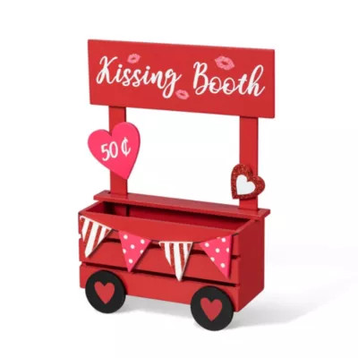 Glitzhome 10"H Valentine's Wooden KISSING BOOTH Table Decor | Belk