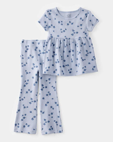 Toddler 2-Piece Blueberry Ribbed Tee & Pull-On Pant Set - Blue | Carter's Inc