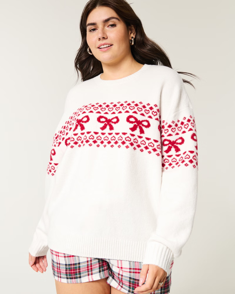 Women's Hollister Comfy Cloud Bow Graphic Crew Sweater | Women's Tops | HollisterCo.com | Hollister (US)