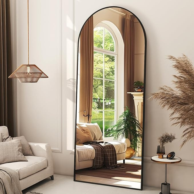 XRAMFY 56"x21" Arched Full Length Mirror Floor Mirrors with Aluminum Alloy Frame Free-Standing Wa... | Amazon (US)