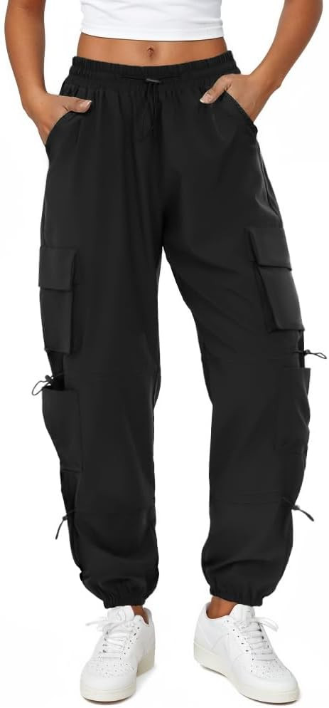 Womens Parachute Cargo Pants with Pockets Quick Dry Hiking Pants Lightweight Water-Resistant Bagg... | Amazon (US)