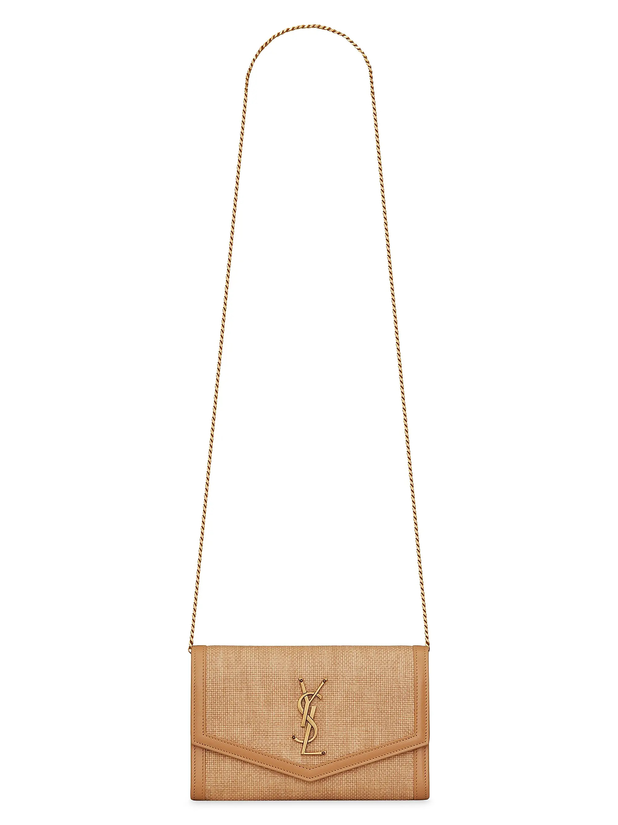 Uptown Chain Wallet In Micro Raffia | Saks Fifth Avenue