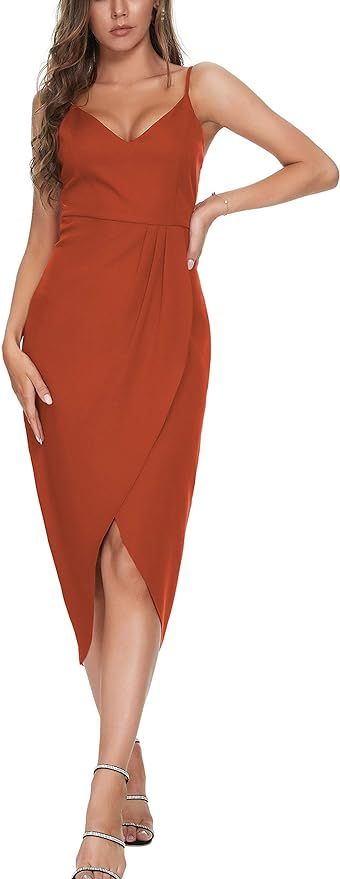 CMZ2005 Women's Sexy V Neck Backless Maxi Dress Sleeveless Spaghetti Straps Cocktail Party Dresse... | Amazon (US)