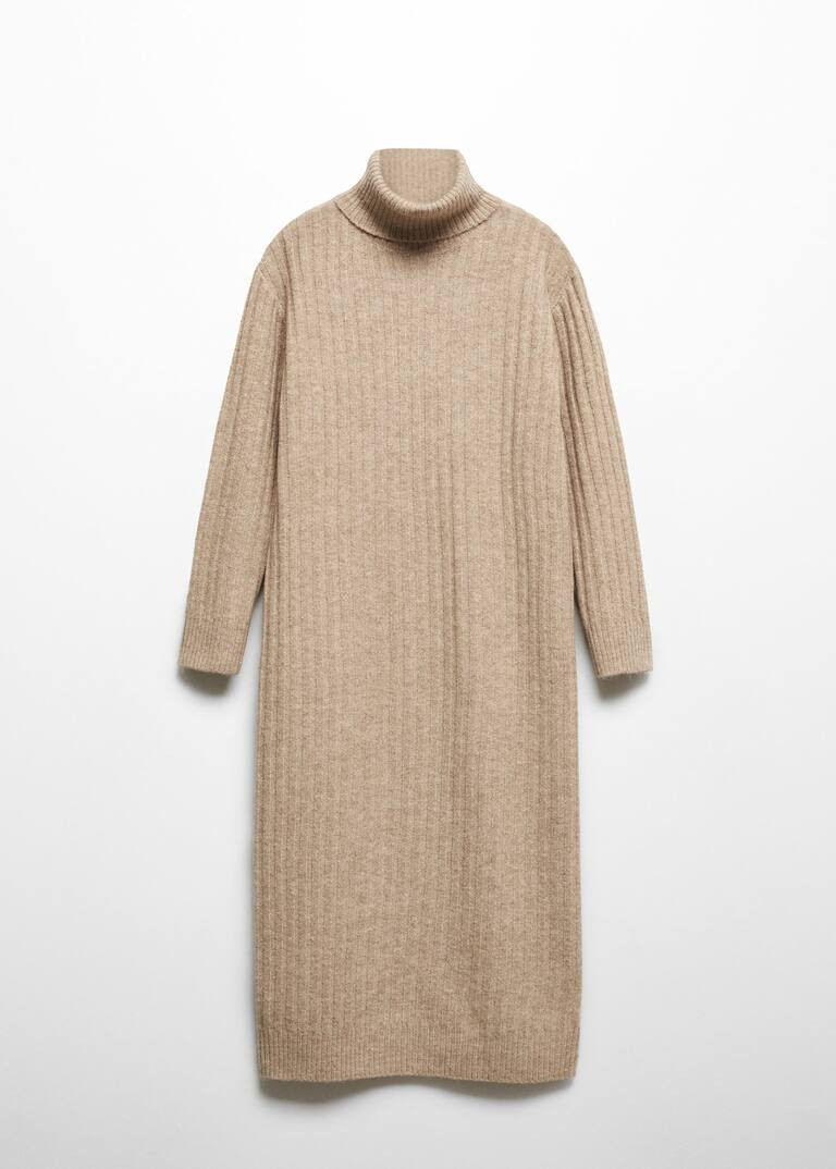 Ribbed turtleneck dress  -  Women | Mango United Kingdom | MANGO (UK)