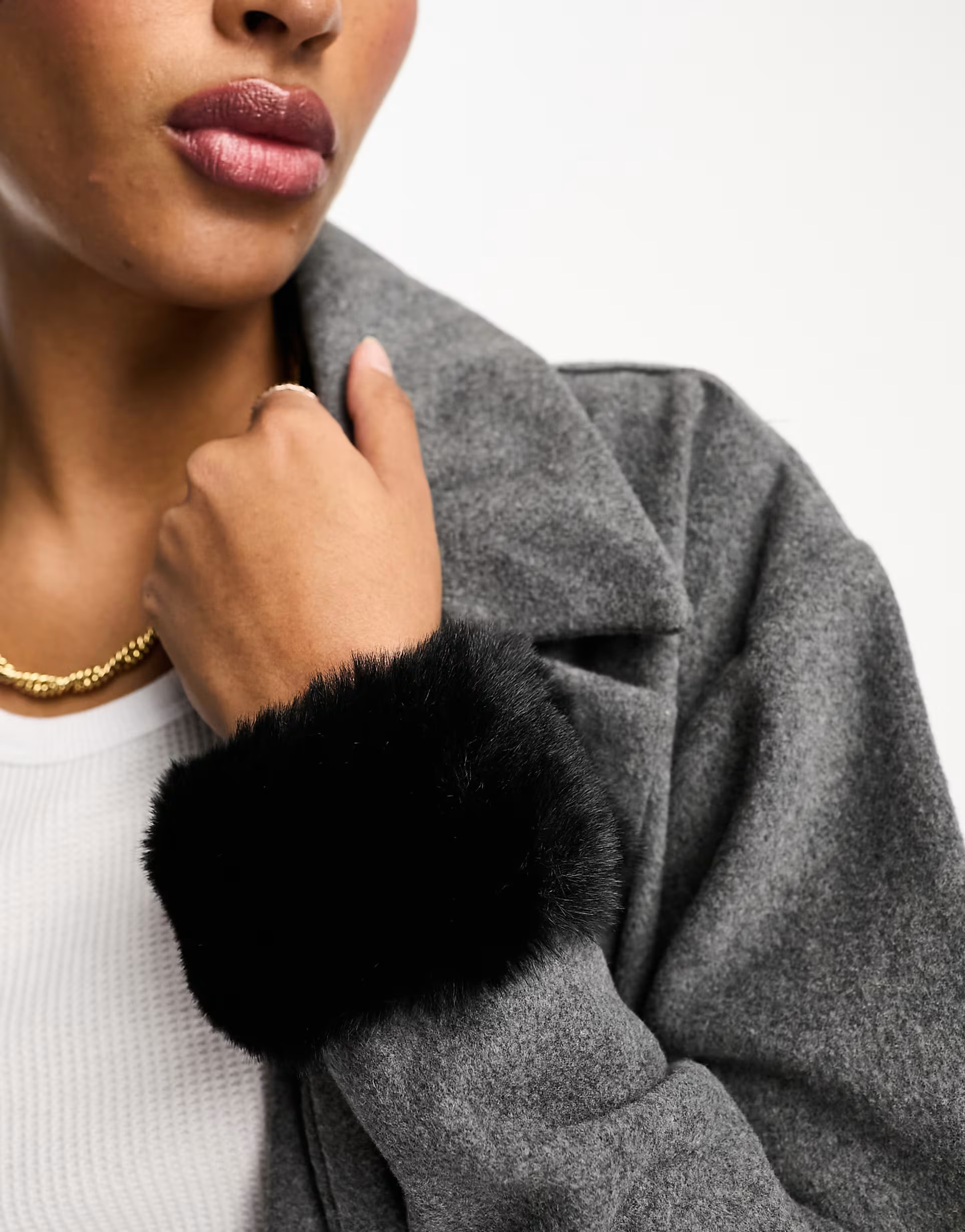 My Accessories faux fur removable sleeve cuffs in black | ASOS (Global)