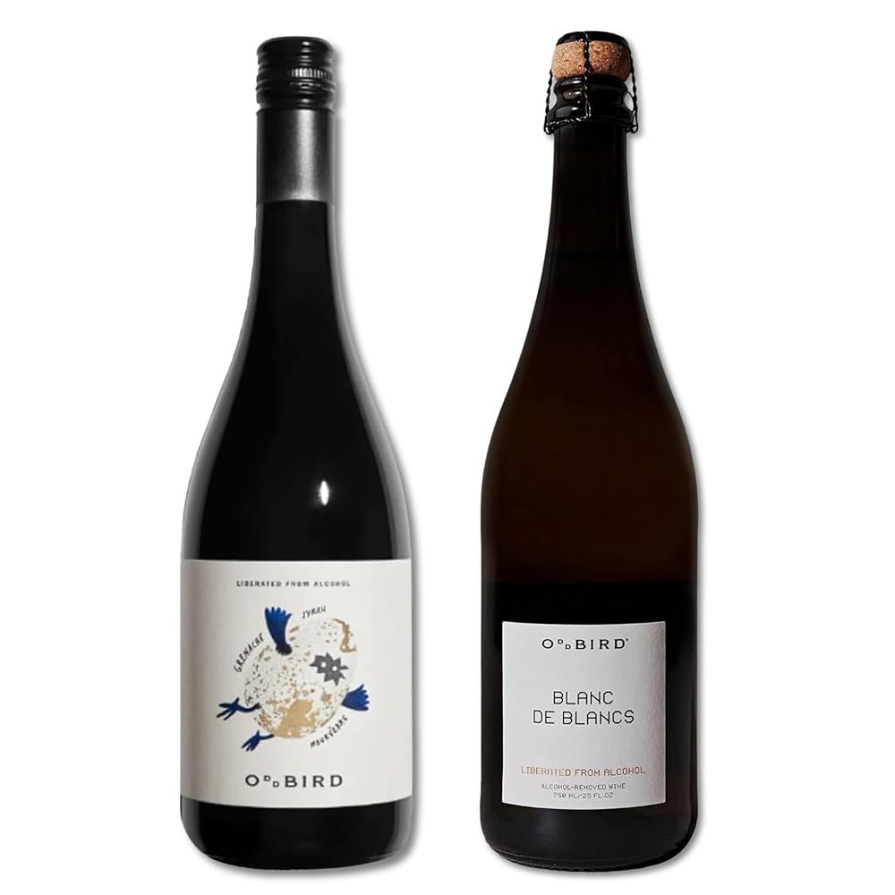 Oddbird GSM Non-Alcoholic Red Wine & Oddbird Blanc de Blancs Sparkling Non Alcoholic Dry White Wi... | Amazon (US)