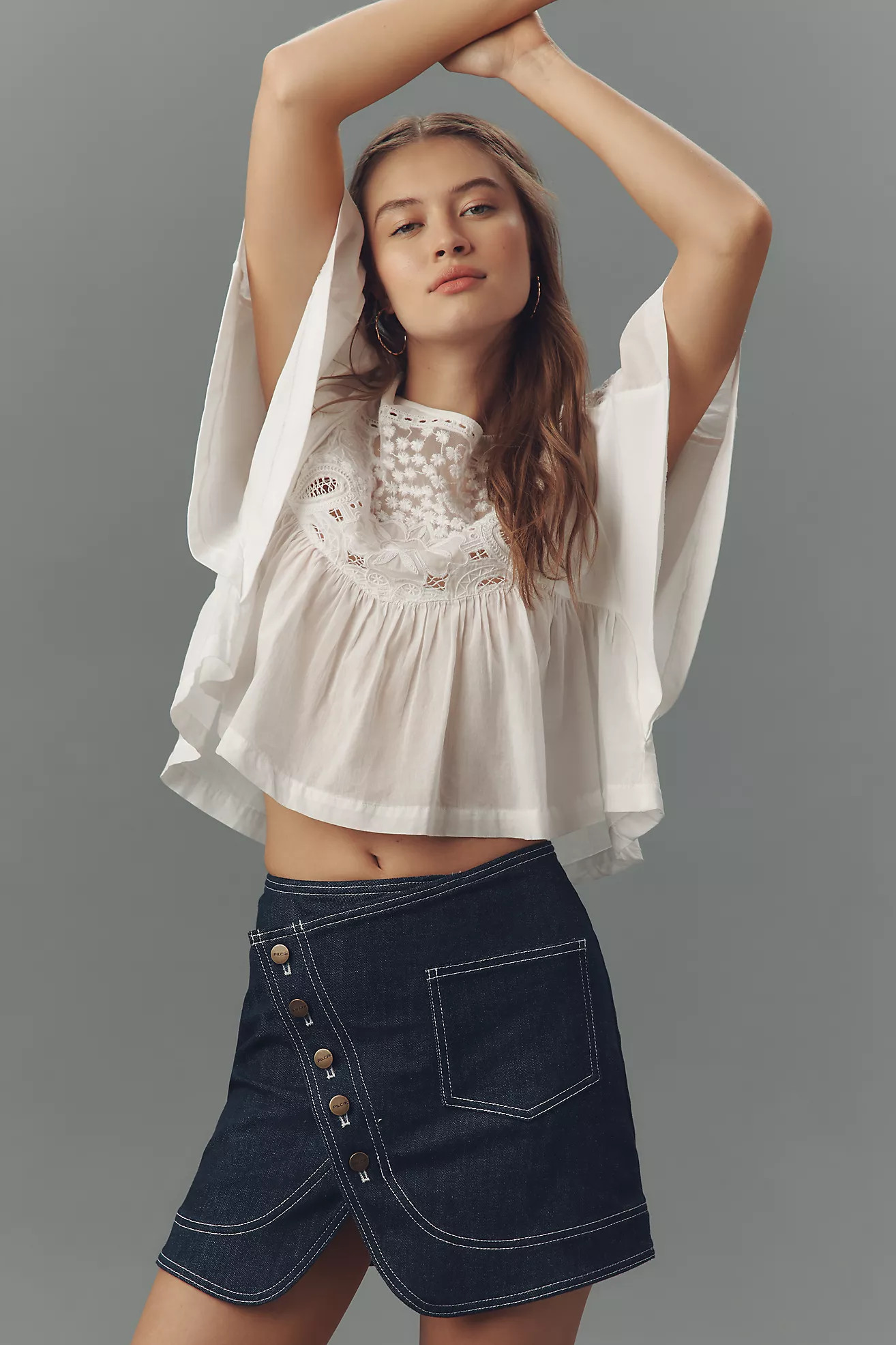 Pilcro Reworked Denim Wrap Mini Skirt | Anthropologie (US)
