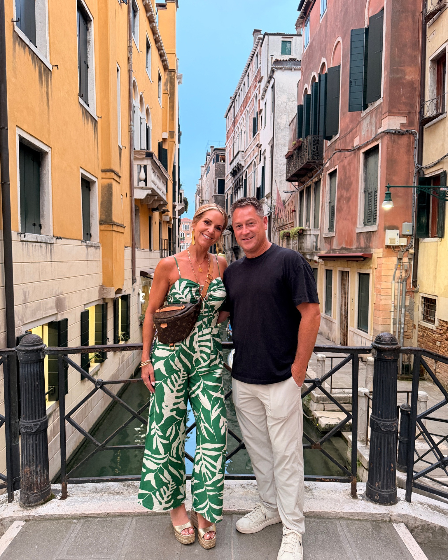 This jumpsuit is everything. I have worn it for so many events…strolling through Italy, date night, graduation open house - you name it! It is so comfortable!
Wearing a size small.
And these wedges kept me looking elevated without getting caught in the cobblestone streets. This Louis bum bag adds to every outfit and is perfect for a European vacation to keep your valuables close.

Also linking my husband’s favorite T’s!

Green jumpsuit/romper, lightweight

#LTKOver40 #LTKTravel #LTKSaleAlert