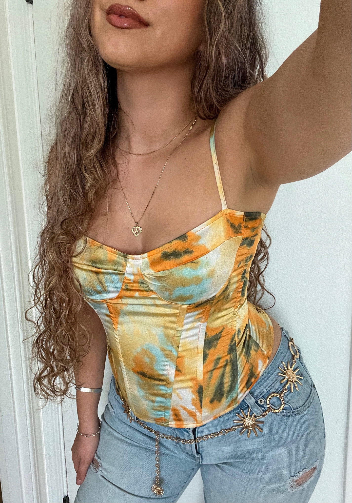 Summer Sunshine | summer outfit | corset | sun | waist chain | belt chain | ripped jeans | yellow top | corset top | jean outfit | windsor | pretty little thing | PLT 

#LTKSeasonal #LTKstyletip #LTKfindsunder100