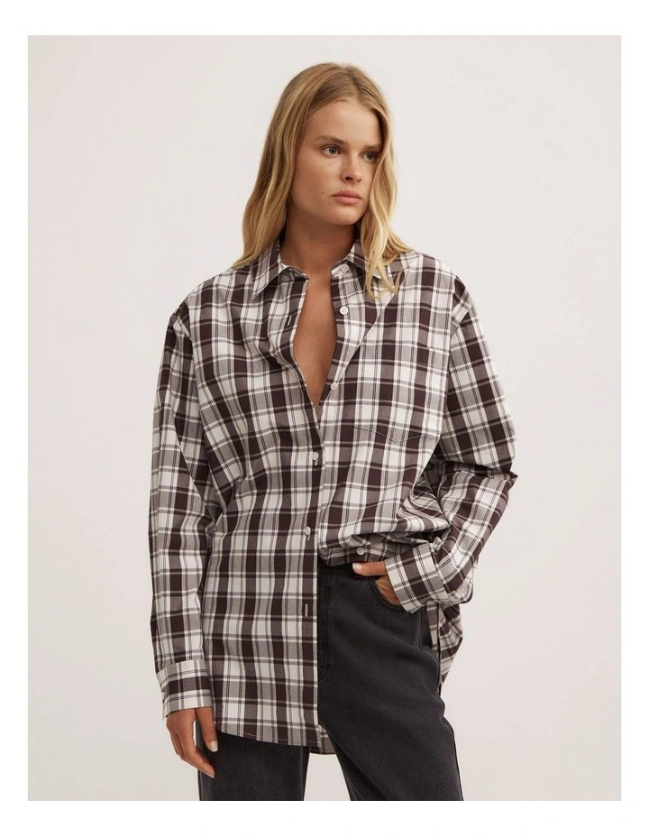 WitcheryAsymmetric Shirt in Brown Check | Myer