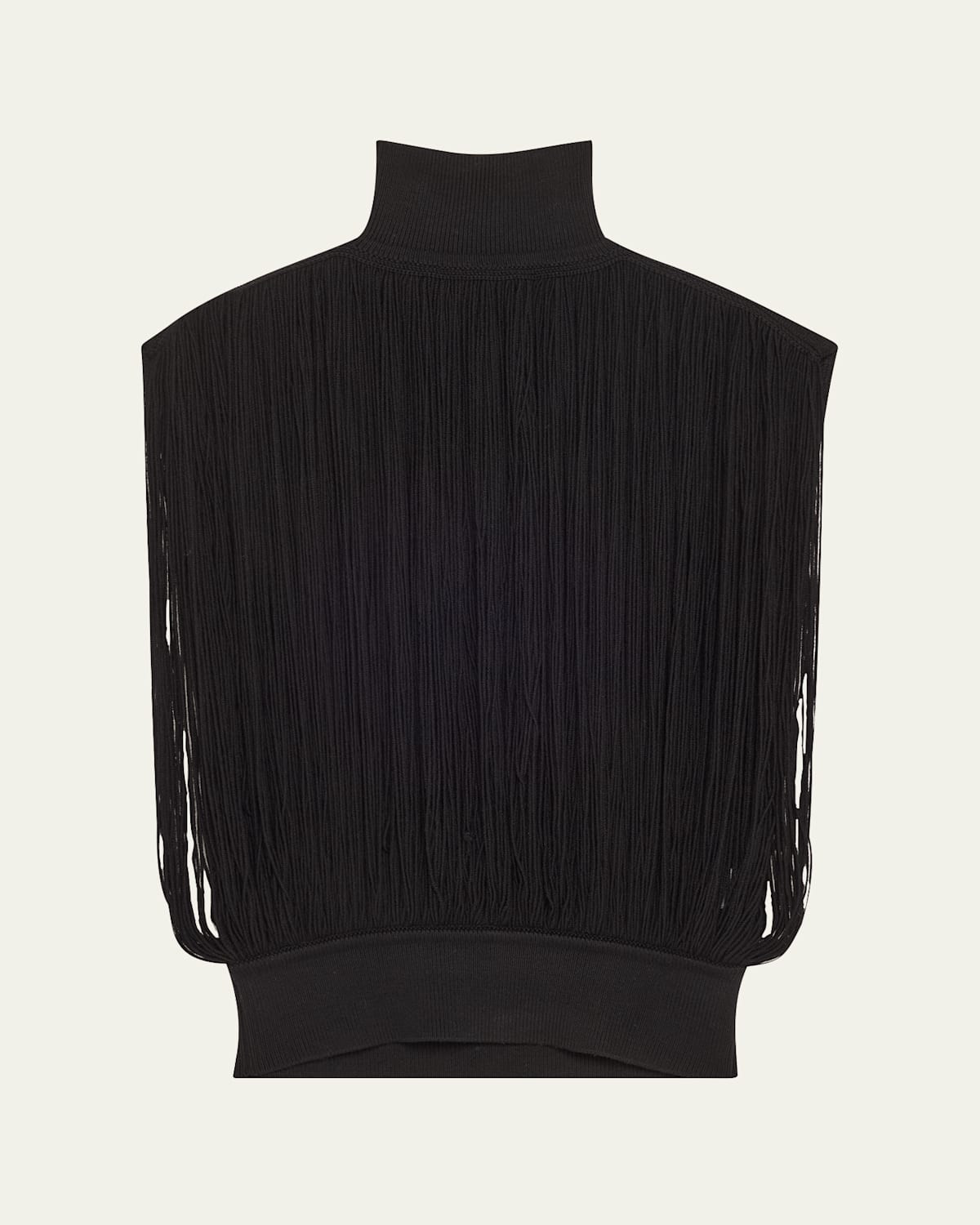 High Neck Fringe Wool Top | Bergdorf Goodman