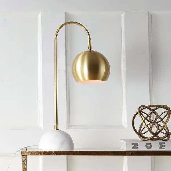 Stephen 23.5" Metal/Marble LED Table Lamp, Brass Gold/White by JONATHAN Y | Bed Bath & Beyond
