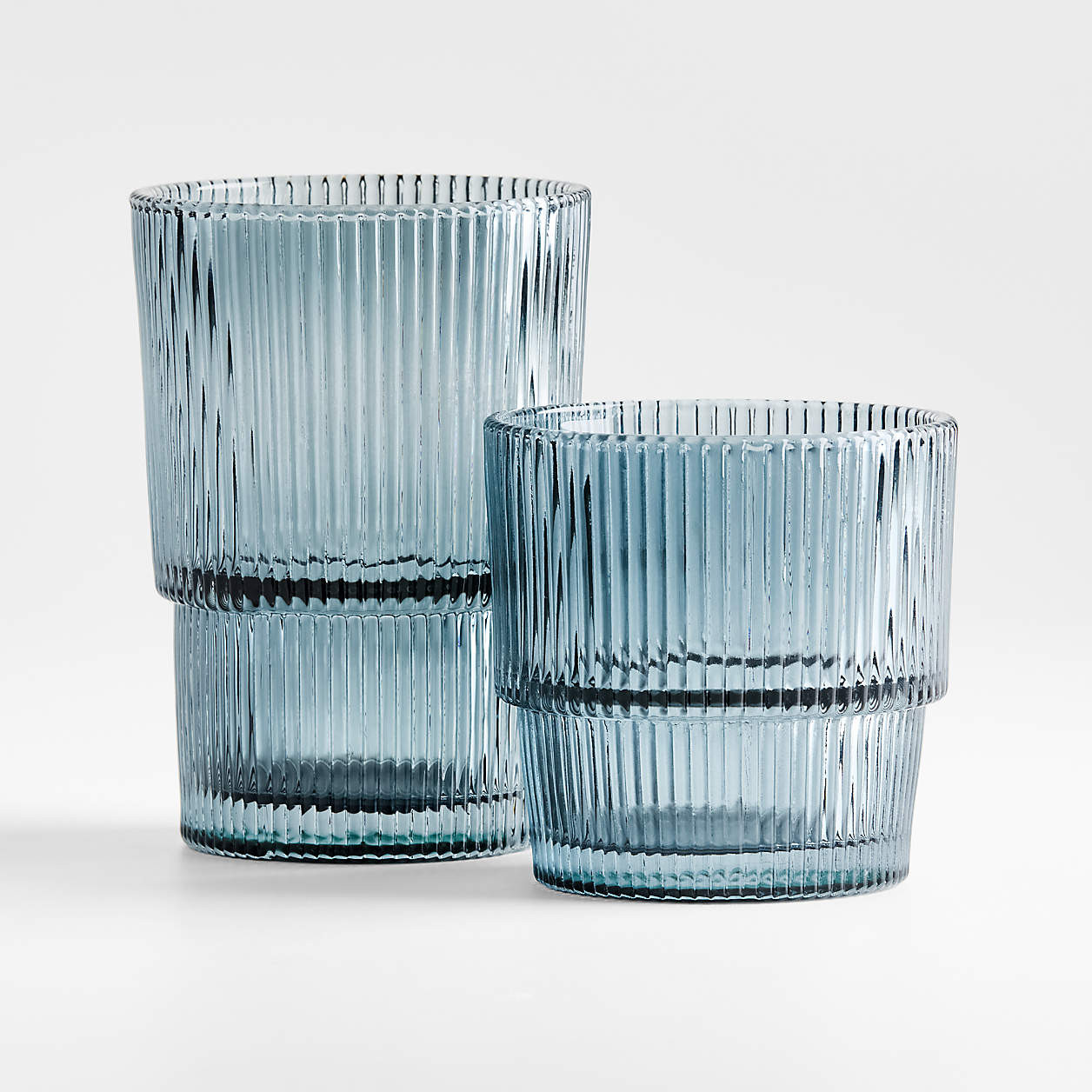 Atwell 11-oz. Spring Pink Stackable Ribbed Double Old-Fashioned Glass + Reviews | Crate & Barrel | Crate & Barrel