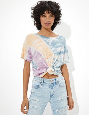 AE Soft & Sexy Tie-Dye Crew Neck T-Shirt | American Eagle Outfitters (US & CA)