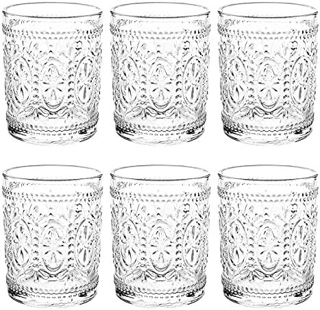 Amazon.com | Bekith 6 Pack Drinking Glasses, 9.5 oz Romantic Water Glasses Tumblers, Heavy Duty V... | Amazon (US)