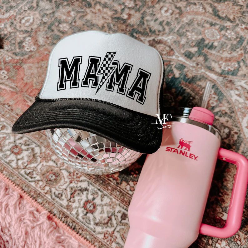 Mama Trucker Hat, Checkered Lightning Bolt Trucker Hat, Trendy Trucker Hat, Gift for Mom, Cute Su... | Etsy (US)