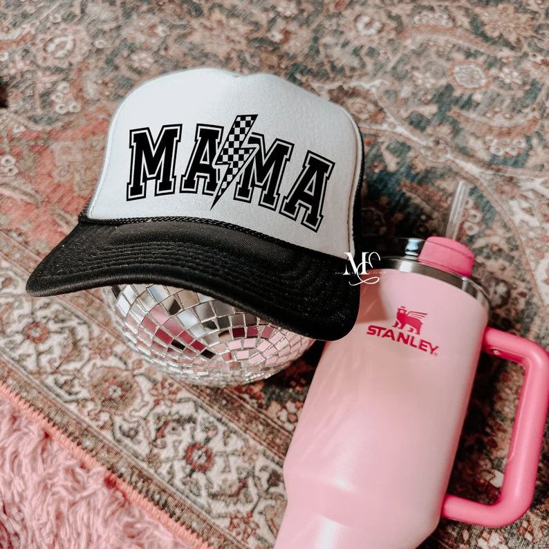 Mama Trucker Hat, Checkered Lightning Bolt Trucker Hat, Trendy Trucker Hat, Gift for Mom, Cute Su... | Etsy (US)