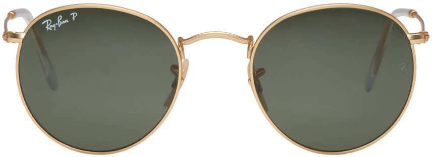 Ray-ban Gold Round Sunglasses | SSENSE