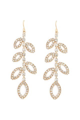 Rhinestone Leaf Cutout Drop Earrings | Forever 21 (US)