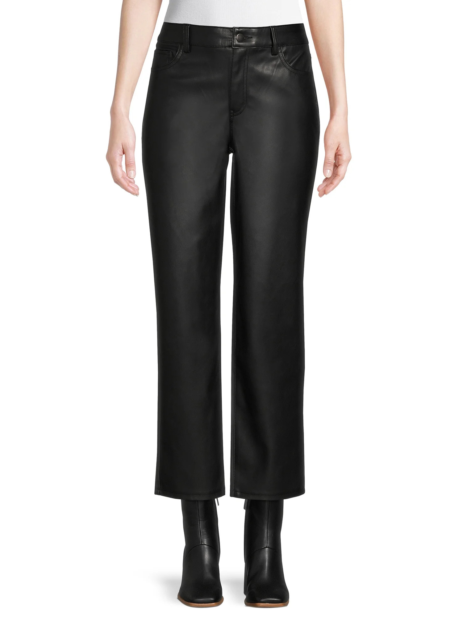 Time and Tru Women's High Rise Faux Leather Pants | Walmart (US)