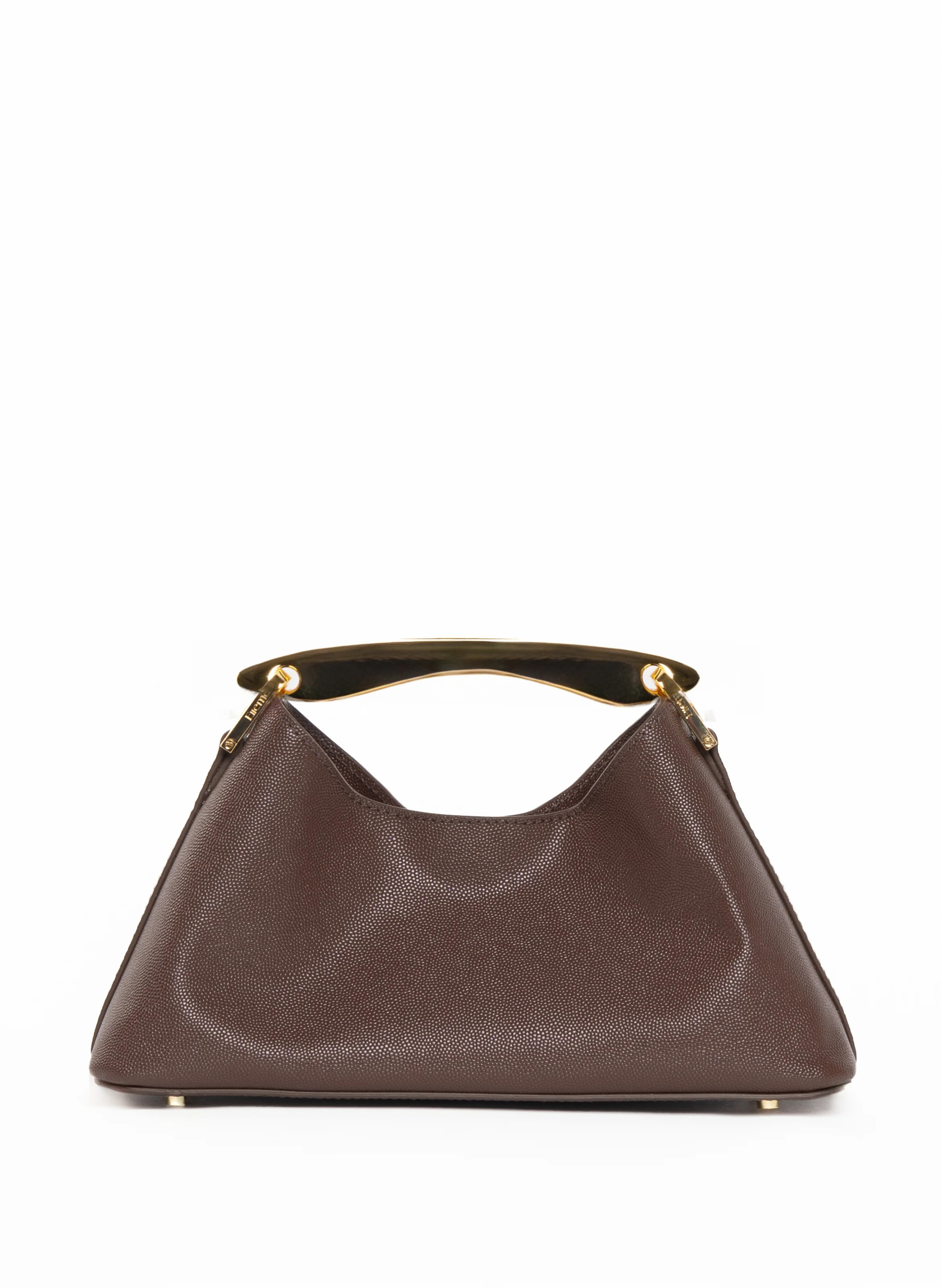 Mini Boomerang Leather Caviar Dark Brown | Elleme