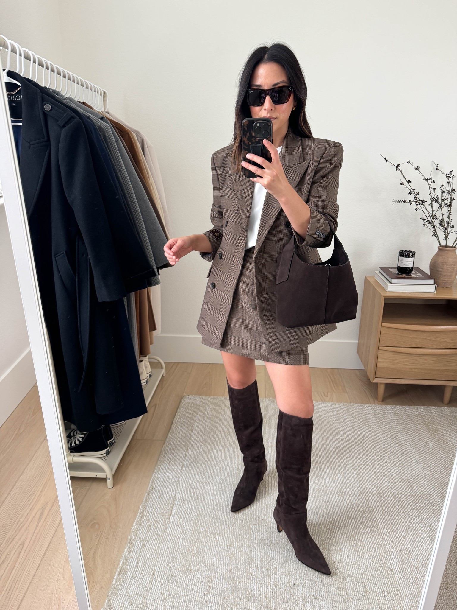 Fall outfit ideas with chocolate brown. 

Aritzia blazer and skirt combo. I'm in a size 4 blazer and 4 skirt. Skirt runs more tts, this one is too big. Boots are J.Crew. Linking the exact pair but this color is from last year. 

Aritzia Standout blazer size 4 
Aritzia tee medium
Aritzia Chisel skirt 4, but need the 2. Runs TTS
J.Crew chocolate boots 5.5. Color is old, but linking the exact boots. 
Banana Republic bag (old)
Celine sunglasses

Fall outfits, fall style, petite style 



#LTKStyleTip #LTKPetite #LTKSeasonal