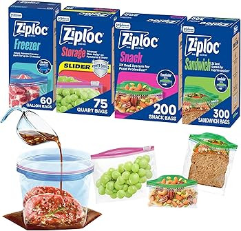Ziploc Brand 635 Count Food Storage and Sandwich Bags Variety Pack | Amazon (US)