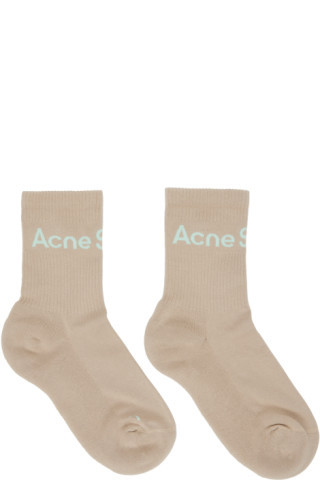 Acne Studios - Beige Logo Socks | SSENSE