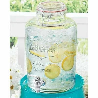Better Homes & Gardens 2 Gallon Round Glass Beverage Dispenser with Clamp Lid | Walmart (US)