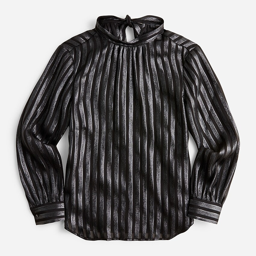 Metallic chiffon mockneck top | J. Crew US