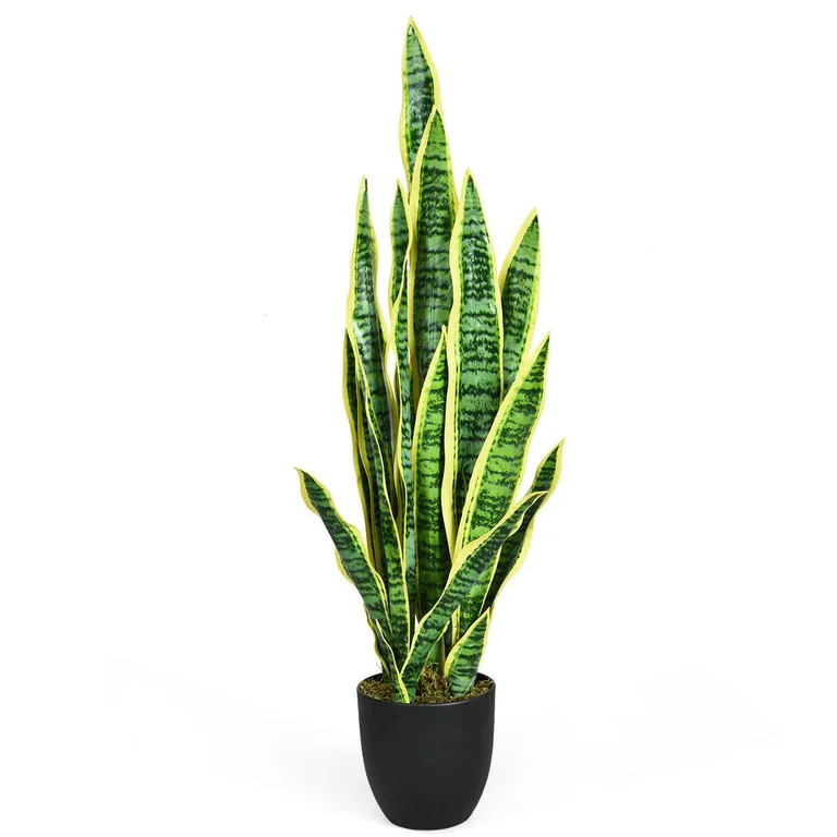 Gymax Indoor/outdoor 35.5", Snake Plant Artificial Aquatic PEVA/Cement Green,Green, | Walmart (US)