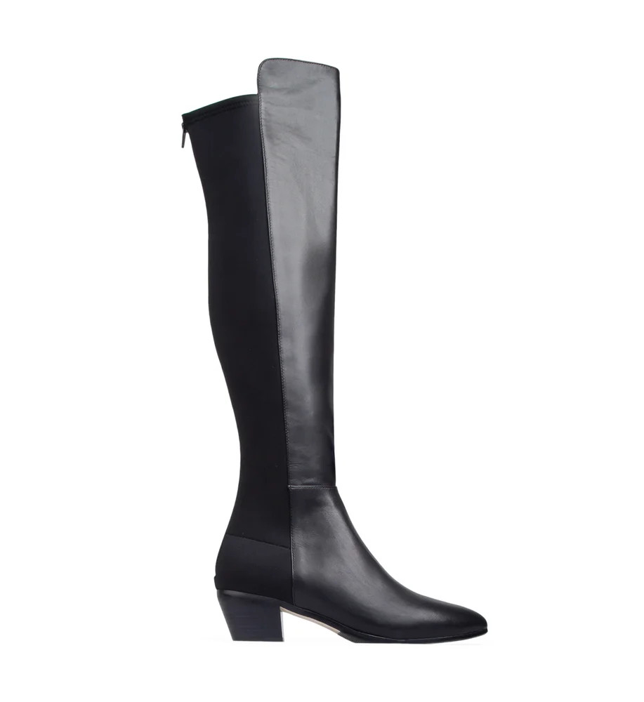 Black Leather Flat Boots | Bared Footwear