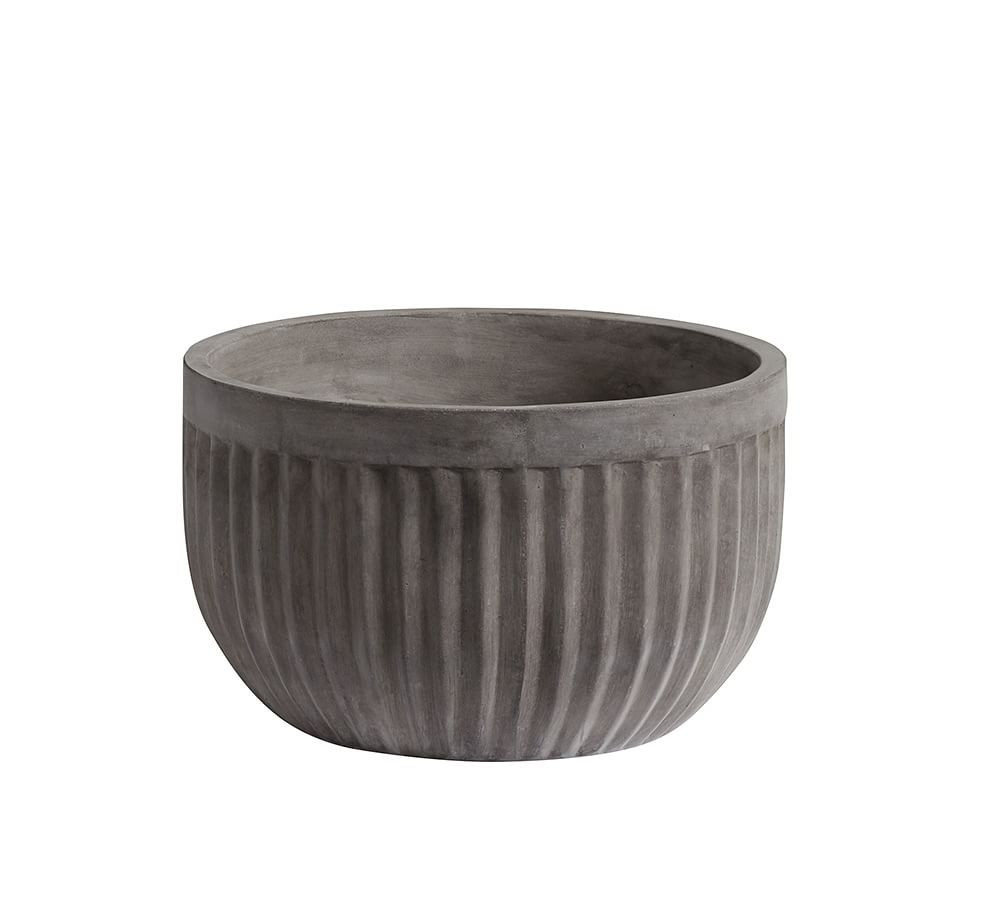 Concrete Fluted Planter Grey Cement Low Bowl | Pottery Barn (US)
