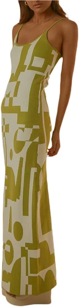 Fabumily Sexy Knit Bodycon Dress for Women Sleeveless Spaghetti Strap Cut Out Maxi Dress Backless... | Amazon (US)