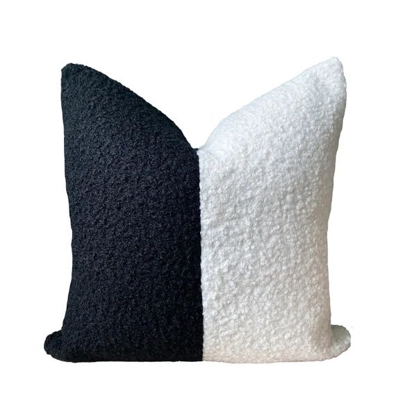 Black and White Block Colour Boucle Cushion | Etsy | Etsy (US)