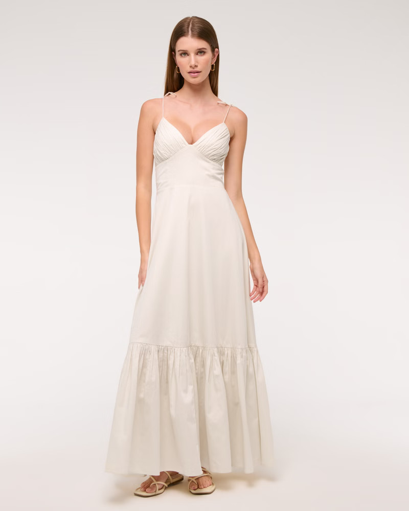 Tie-Strap Tiered Maxi Dress | Abercrombie & Fitch (US)