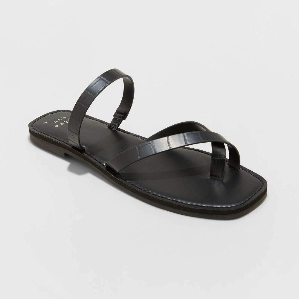Women's Felicity Cross Strap Sandals - A New Day Black 6 | Target