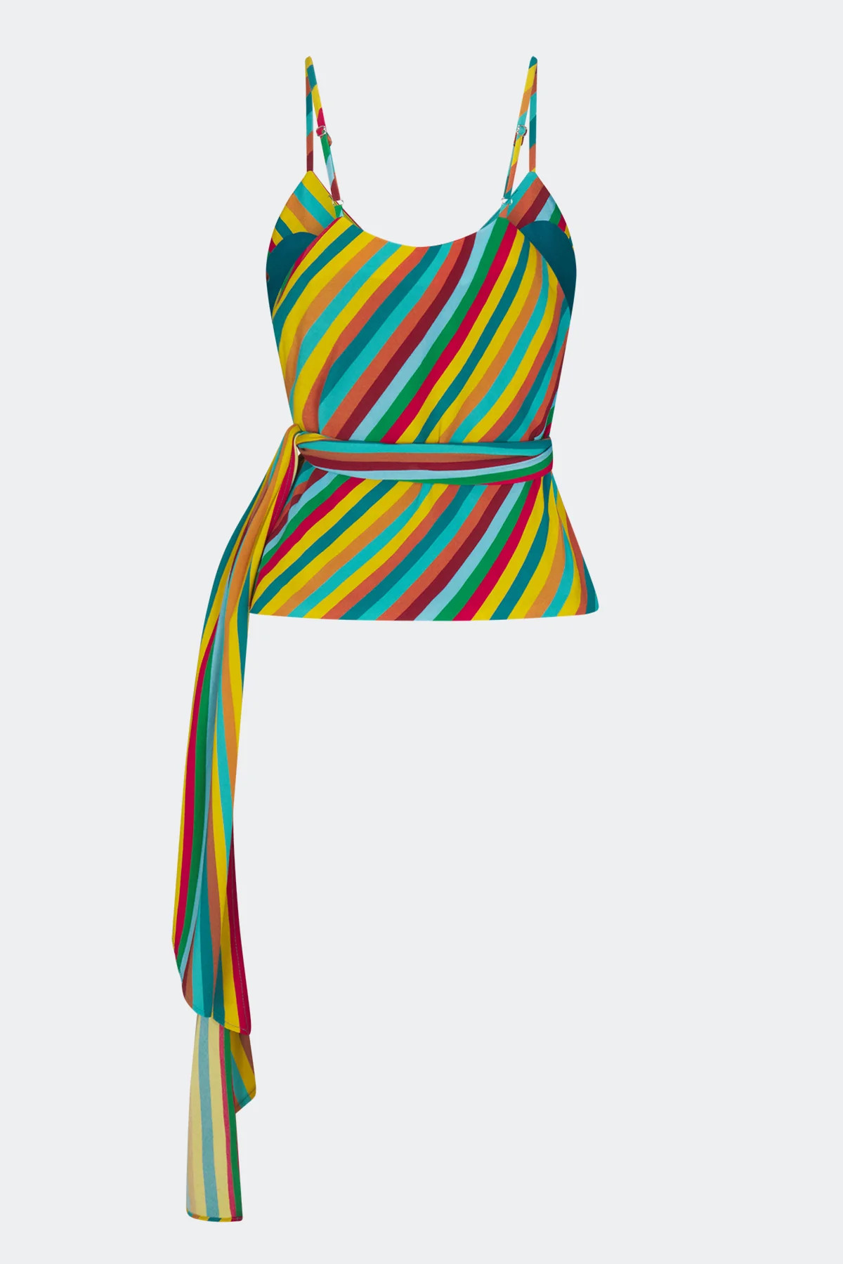 Marlowe Crepe Tie Tank In Vibrant Multi Stripe | Simon Miller
