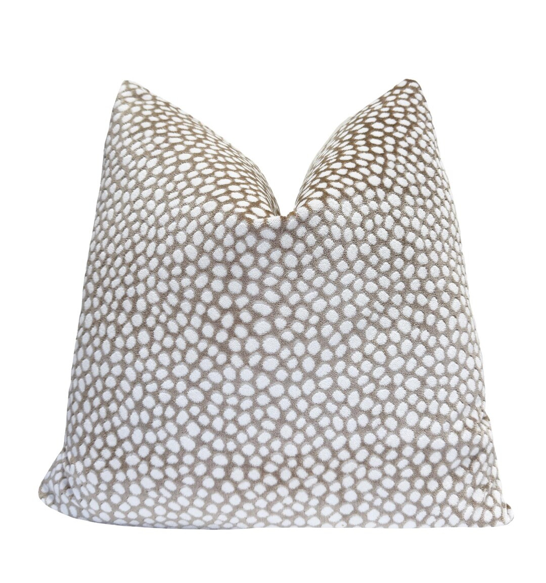 Tan and Cream Pebble Velvet Throw Pillow Cover | Taupe Dot Pillow Cover | Custom Sizes | 14x20 | ... | Etsy (US)
