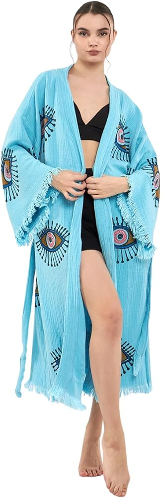 Evil Eye Kimono Robe - Beach Kimono Coverups for Woman | Amazon (US)