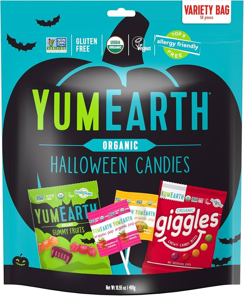 YumEarth Organic Halloween Candy, Allergy Friendly, Gluten Free, Non-GMO, Vegan, No Artificial Fl... | Amazon (US)