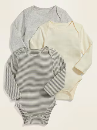 Unisex Long-Sleeve Bodysuit 3-Pack for Baby | Old Navy (US)