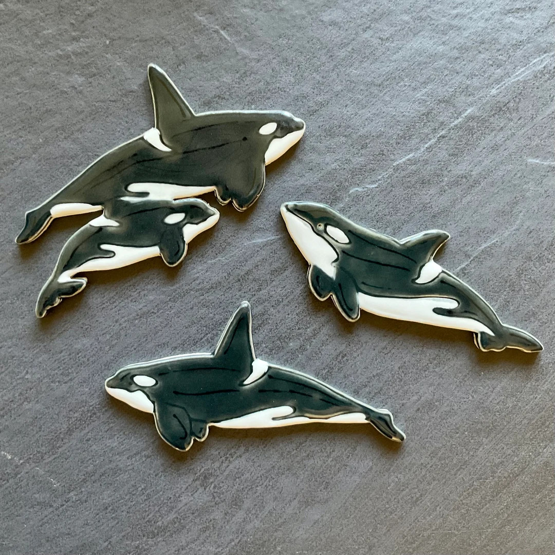 Ceramic Orca Whale Mosaic Tile, Handmade and Glazed, Choose From Three Original Designs, Craft an... | Etsy (US)