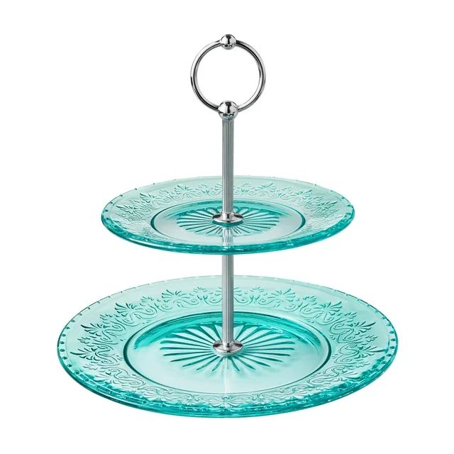 The Pioneer Woman Two-Tiered Glass Server, Teal | Walmart (US)