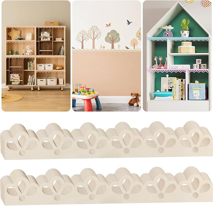 30 Pack Scalloped Wood Trim, Decorative Scallop Edge Molding Trim, Floral Cutout Pattern Design, ... | Amazon (US)